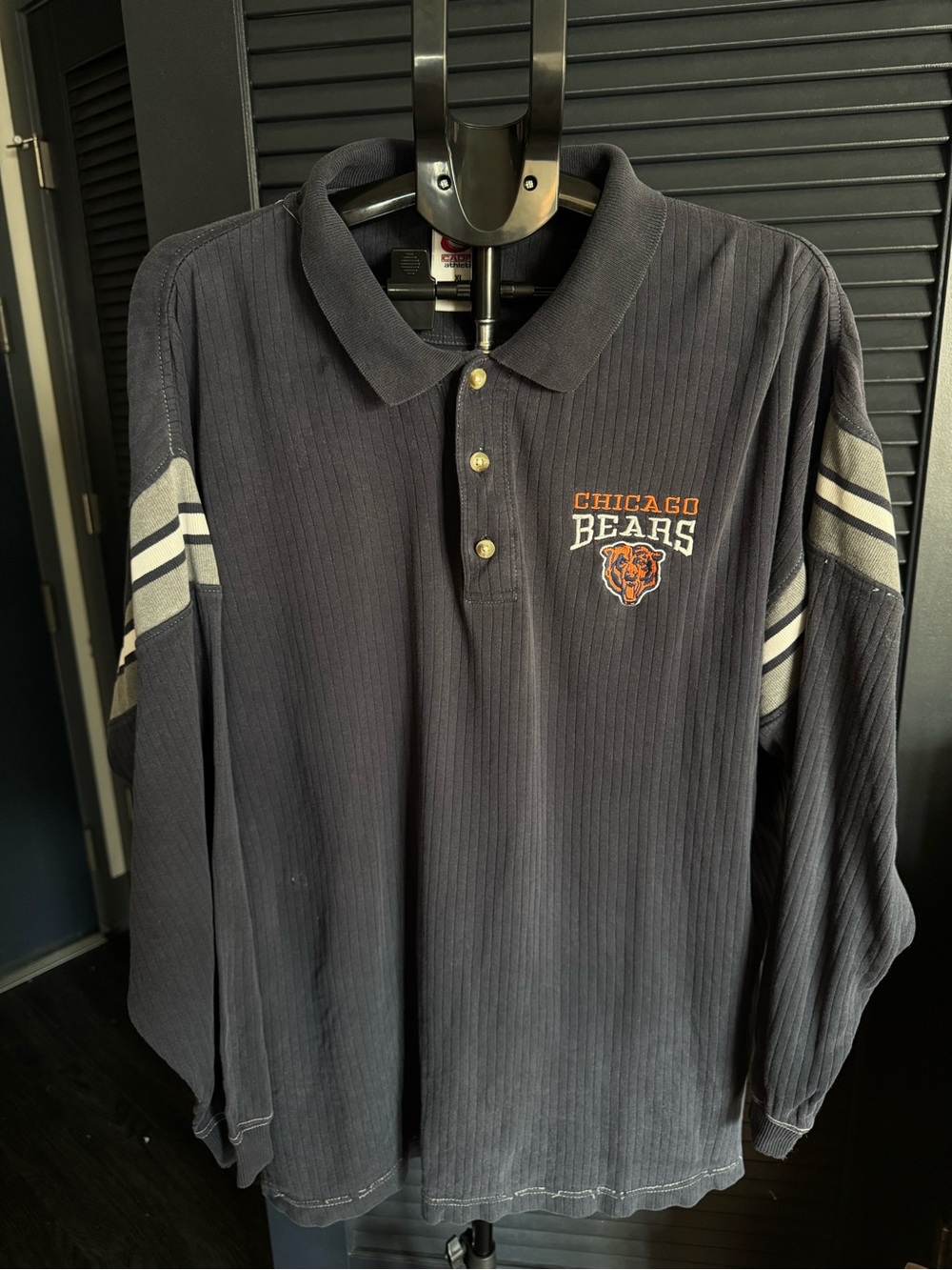 Vintage Chicago Bears Cadre Athletic Ribbed Long Sleeve Polo XL
